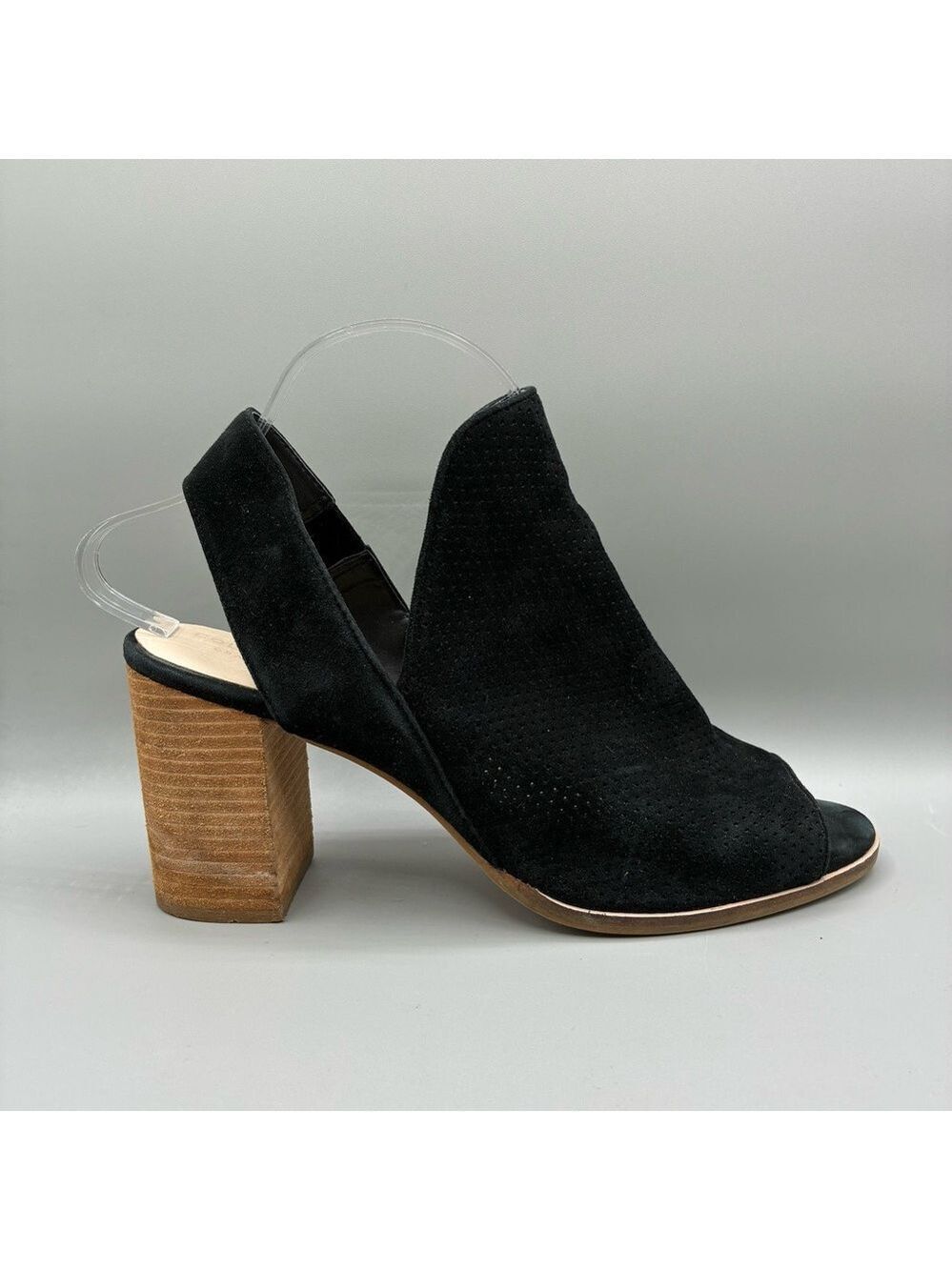 Cole Haan Callista Suede Sandals Women’s 10B Black Perforated Open Toe Heels